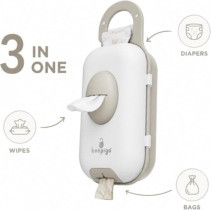 Diaper Bag Wipe Dispenser | 3-in-1 Portable Diaper Caddy Organizer, Baby Wipe Holder with Disposable Bags | Baby Essentials for Newborns, Toddlers, Travel & Baby Shower Gifts - Image 2