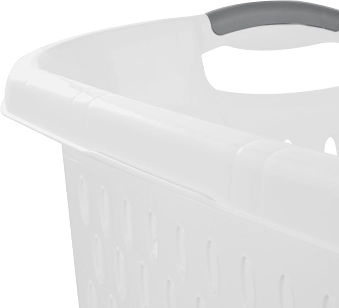 (2 Pcs) 2.7 Bushel Extra Large Plastic Laundry Basket with 2 Carry Handles, For use in the Laundry Room, Dorm Room or Bedroom，White - Image 7