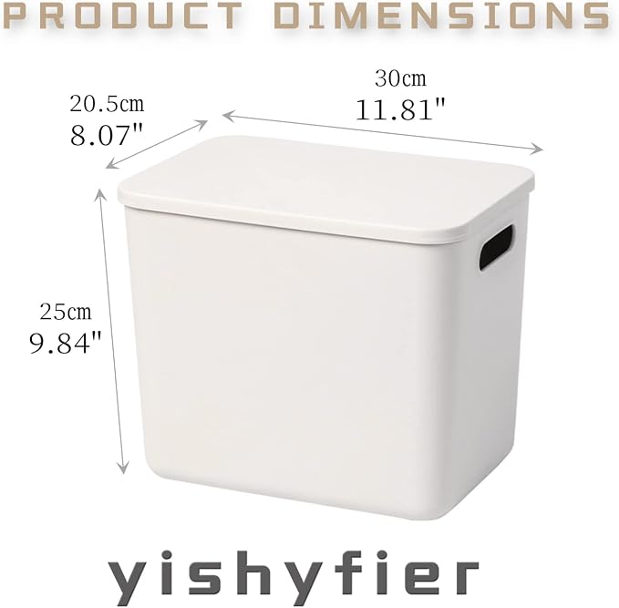 Yishyfier Plastic Storage Baskets With Lid Organizing Container Lidded Knit Storage Organizer Bins for Shelves Drawers Desktop Closet Playroom Classroom Office (4L, Light grey) - Image 6