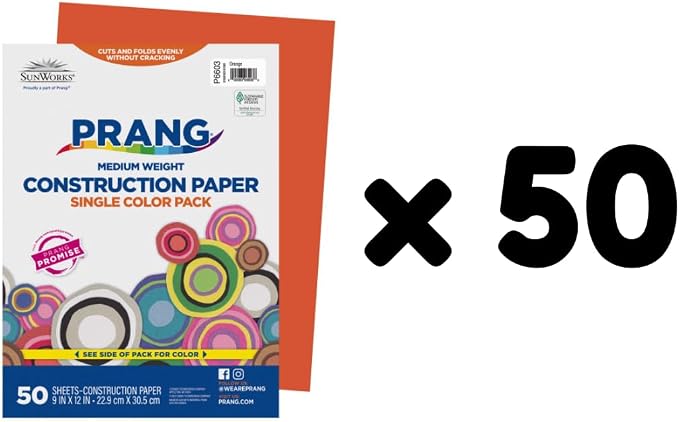 Prang Construction Paper, 9" x 12", Orange, 50/Pack, 50 Packs | Formerly SunWorks, Class Pack, 2500 Sheets Total, P6603 - Image 2
