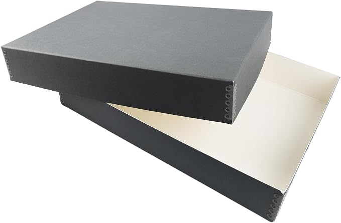 Lineco, Archival Newspaper Preservation Storage Box, 18''x13''x3'', Gray | Drop Front Design with Metal Edge, Acid-Free File Organizer, Preserve Photos, Documents, Scrapbook, Magazines, Negatives by Lineco