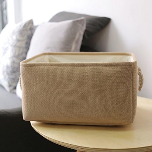 Large Storage Basket - Fabric Storage Baskets for Organizing Shelves, Collapsible Storage Bin Organizer for Closet Bookself Laundry Dog Toy Home Organization, Decorative Beige Basket Gift - Image 8