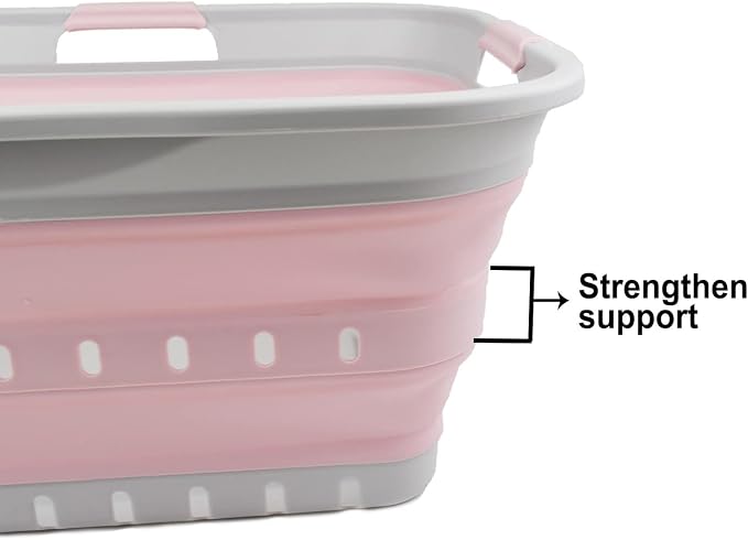 SAMMART 42L(11 gallons) Collapsible Plastic Laundry Basket - Foldable Pop Up Storage Container/Organizer - Portable Laundry Hamper- Space Saving Outdoor - Image 5
