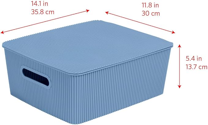 Glad Storage Baskets with Lids - Set of 4 Stackable Plastic Boxes with Handles - Decorative Shelf Organizer Bins for Bathroom and Closet, Blue, 3.1 Gallons - Image 6