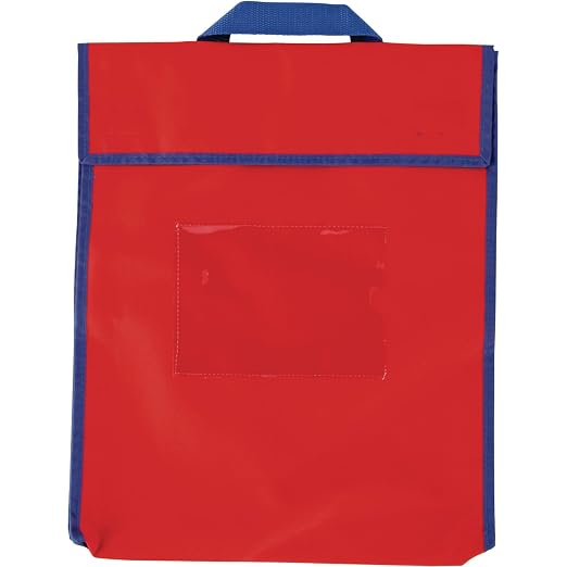 Really Good Stuff-666029 Store More Large Book Pouches – Send Home Books and Homework in Durable Fabric Book Bag – Stitched-On Handle, Clear Name Tag Pocket, Primary Colors, 12”x1”x15” (Set of 4) | Stitched-on Handle, Clear Name Tag Pocket, Durable Fab... - Image 4