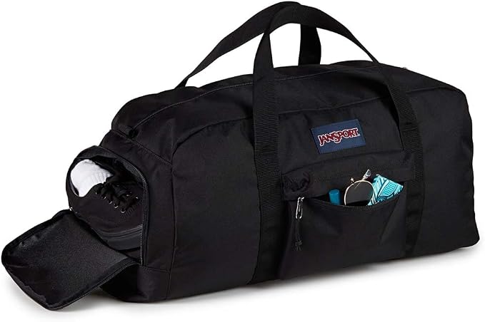JanSport Weekender Large Duffel - Travel or Gym Bag, Durable Weekender with Front Utility Pocket & Side Grab Handles - Black - Image 5