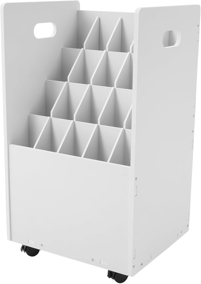 Mobile 20 Slots Blue Print Storage Organizer,Construction Plan Holder,White | Removable Dividers,Max.Total Load 110lbs,Blueprint,Map,Newspapers,Roll Files Storage with 4 Lockable Wheels for Office,School - Image 7