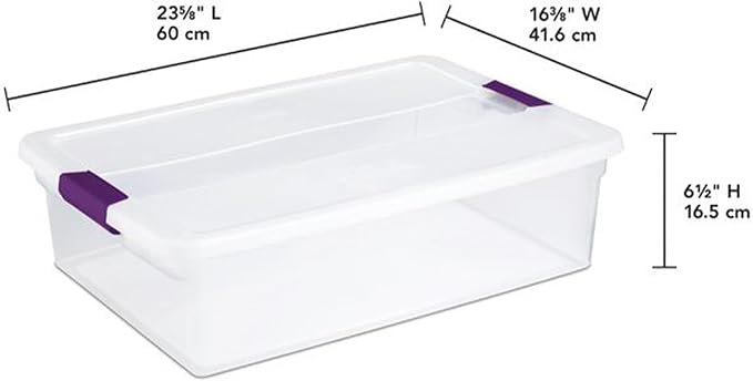 Sterilite 32 Quart ClearView Latch Box, Plastic Storage w/Clear Lid, 6 Pack | Clear Plastic Organizers with Color Accent Latches for Closet, Bedroom, Shelving Units, Dorm Room and Home Organization - Image 6