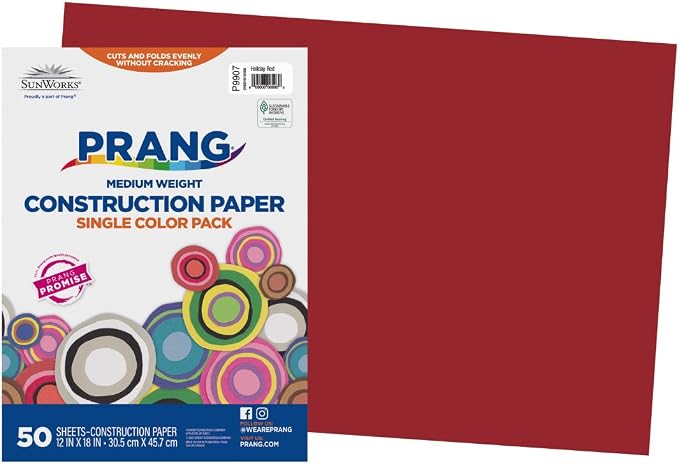 Prang Construction Paper, 12" x 18", Holiday Red, 50/Pack, 25 Packs | Formerly SunWorks, Class Pack, 1250 Sheets Total, P9907 - Image 2
