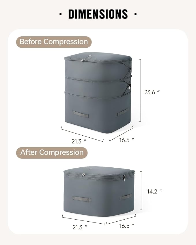 Eachy 2-Pack Comforter Storage Bag Blanket Storage Bags, Compression Storage Bags for Blanket Comforter, Ultra Space Saving Self Compression Organizer - Image 2