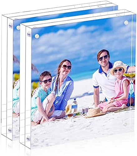 8X8 Acrylic Picture Frame with Stand Clear Magnetic Photo Fridge | Desktop Frameless Photo frame,Can be placed vertically,laid flat,or attached to the fridge,for Family, Baby, Friend Best Gift by JUOIFIP
