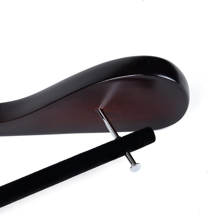 Luxury Wide Shoulder Wooden Hangers 6 Pack, with Velvet Bar, Smooth Mahogany Finish Wood Suit Hanger Coat Hanger for Closet, Holds Upto 20lbs, 360° Swivel Hook, for Jacket, Dress Heavy Clothes Hangers - Image 6