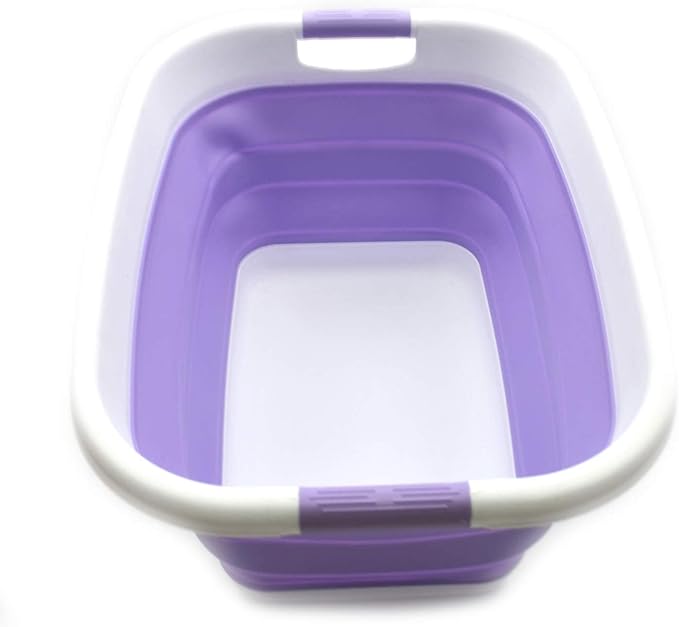 SAMMART 31L (8.1 gallon) Collapsible Plastic Laundry Basket - Foldable Pop Up Storage Container-Portable Washing Tub - Space Saving Hamper/Basket, Water capacity: 23L (6 gallon) (1, Lt. Purple) - Image 4
