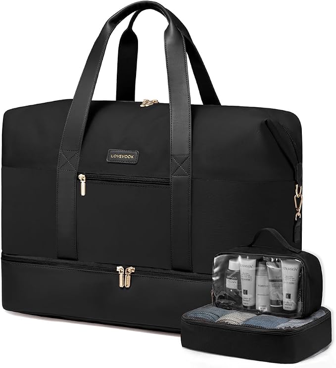 LOVEVOOK Weekender Bag for Women, Large Duffle Bag for Travel with 2 Packing Cubes, Carry on Overnight Bag with Shoe Compartment, Mom Hospital Bags for Labor and Delivery by LOVEVOOK