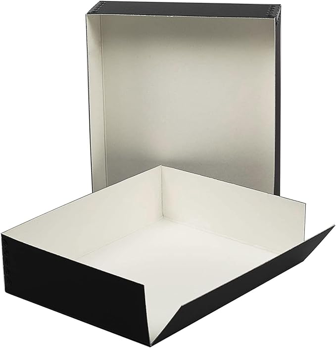 Lineco Drop Front Archival Storage Box, 9.25x11.75x3 in, Black, 2 Pack | Acid-Free with Metal Edge, Preserves Picture Longevity, Organize Photos, Newspapers, Prints, Documents, Crafts, DIY - Image 5