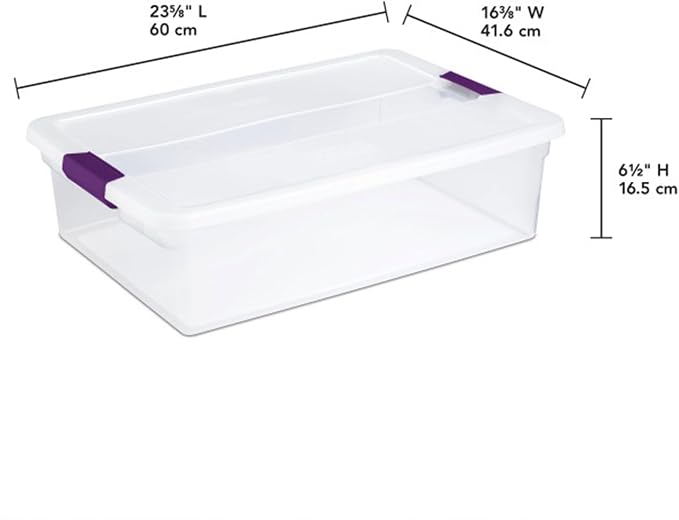 Sterilite ClearView Latch Boxes, Storage Bins with Lids, 32 Quart, 12-Pack | Clear Plastic Organizers with Color Accent Latches for Closet, Bedroom, Shelving Units, Dorm Room and Home Organization - Image 2