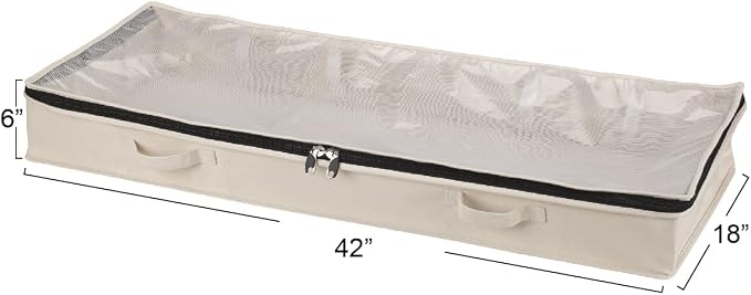 Household Essentials Cedarline Under Bed Storage Bag with Heavy‑Duty Cotton Canvas and Durable 3‑Sided Zipper, Natural Finish - Image 3