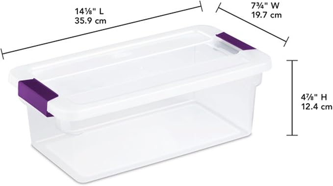 Sterilite 48-Pack ClearView Latch Box, Stackable Storage Organizer Bins for Home, 6 Quart | Clear Plastic Organizers with Color Accent Latches for Closet, Bedroom, Shelving Units, Dorm Room and Home Organization - Image 3