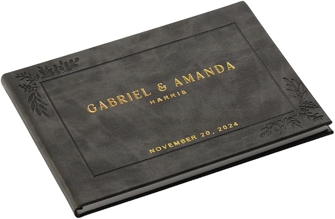 Personalized Hardcover Wedding Guestbook (Gray) | Elegant Wedding Keepsake Design, Premium Hardcover Construction, Smooth Lined Writing Pages, Perfect for Cherished Messages by PROMOT