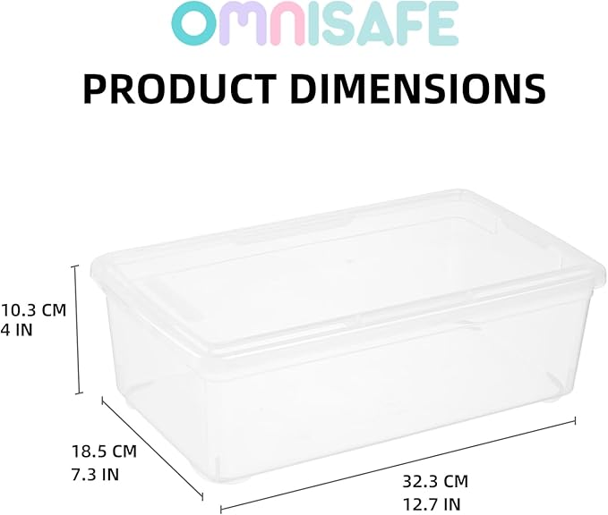 6 Quart Stackable Plastic Storage Shoebox, BPA-Free Nestable Container with Latching Lid to Organize, See-Through Box for Home and Office, Multi-Purpose Clear Bins (Transparent, 12 Pack) - Image 2