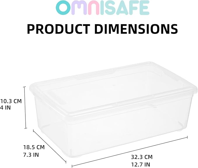 Stackable Plastic Storage Shoebox, BPA-Free Nestable Container with Latching Lid to Organize Shoes, See-Through Box for Home and Office, Multi-Purpose Storage Case, Clear Bins (6 Pack 6 Quart) - Image 2