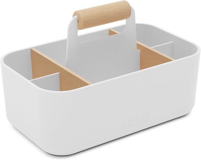 Lalo The Caddy - Modular Caddy Organizer with Handle and Removable Dividers - Portable Tote for Art Supplies, Diaper Storage, Bathroom - Coconut by Lalo