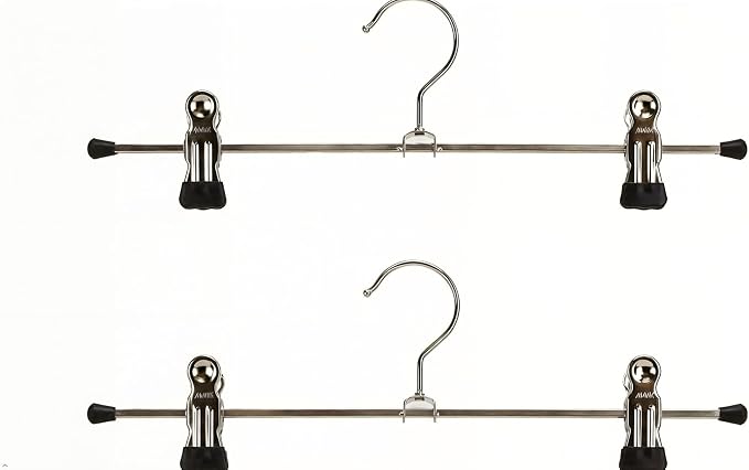Mawa by Reston Lloyd Non-Slip Space-Saving Clothes Hanger for Pants & Skirts with Two Clips, Style K/40D, Set of 2, 15-3/4", Black by Mawa