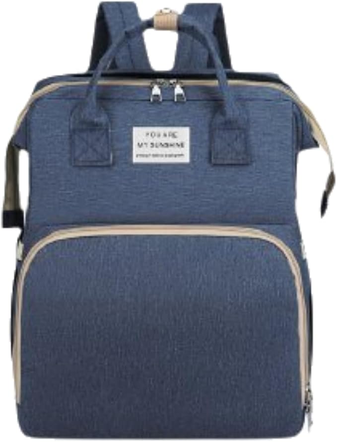 New foldable bed diaper backpack, waterproof and wear-resistant, large capacity, for travel, outings and daily use (Dark blue) by Unknown