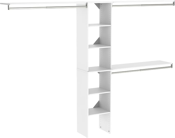 ClosetMaid SuiteSymphony Wood Closet Organizer Kit with Tower, 3 Hang Rods, Top Shelves, Adjustable, Fits Spaces 5 - 9 ft. Wide, Pure White by Unknown