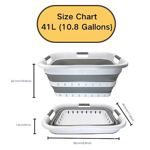 SAMMART 41L (10.8 Gallons) Collapsible 3 Handled Plastic Laundry Basket - Foldable Pop Up Storage Container/Organizer - Space Saving Hamper/Basket (1, White/Grey) - Image 3