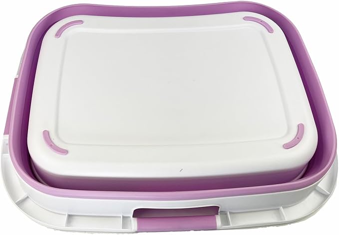 SAMMART 30L (7.9 gallon) Collapsible Plastic Laundry Basket - Foldable Pop Up Storage Container/Organizer - Portable Washing Tub - Space Saving Hamper/Basket (1, White/Pale Purple) - Image 4