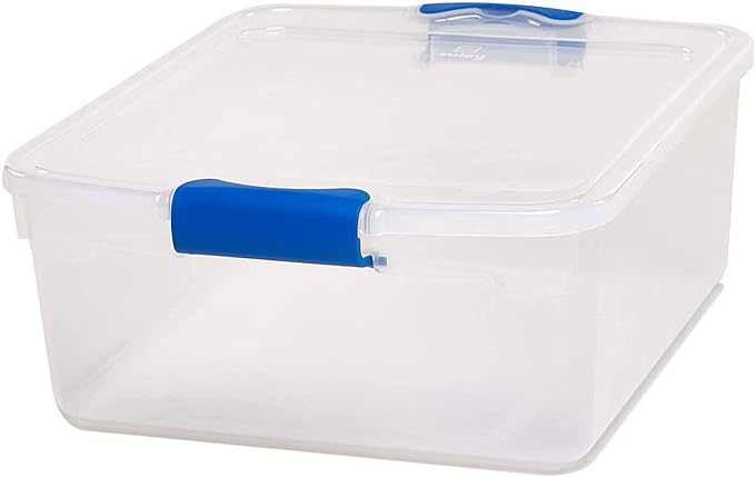 HOMZ Clear Plastic Storage Bins with Latching Lid, 15.5 Qt, Blue, 4 Pack | Stackable Container Set for Home, Office Shelves, Kitchen, Garage, and Bathroom Organization - Image 10
