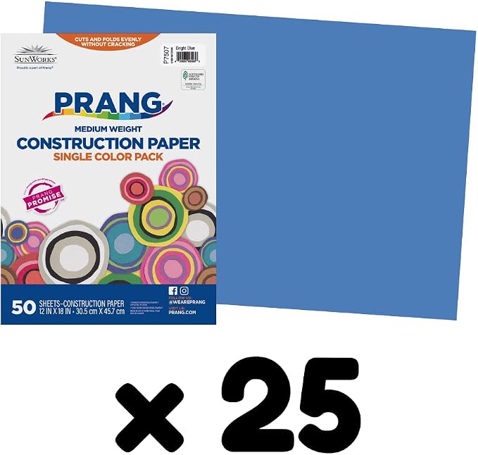 Prang Construction Paper, 12" x 18", Bright Blue, 50/Pack, 25 Packs | Formerly SunWorks, Class Pack, 1250 Sheets Total, P7507 - Image 3