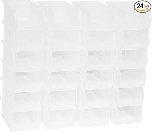 Akro-Mils 30220 AkroBins Plastic Storage Bins, 7"x4"x3", Clear, 24-Pack | Space-Saving Stackable Bins for Garage, Pantry, Craft Organization by Akro-Mils