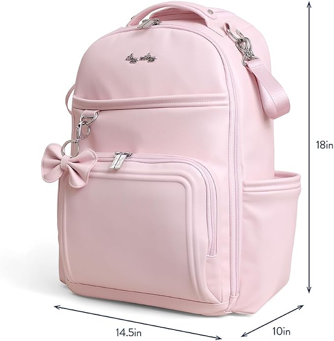 Itzy Ritzy Boss Plus Diaper Bag Backpack with 19 Pockets (Ribbons & Bows) | Large Diaper Bag Backpack Includes 2 Insulated Bottle Pockets, Changing Pad, Stroller Clips, Padded Straps, Travel-Ready - Image 12