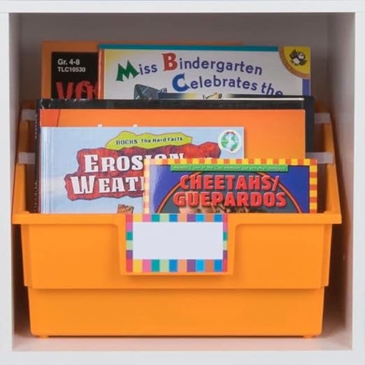 Really Good Stuff Neon Picture Book Classroom Library Bins, 4 Pack | 13.5" x 13.5" x 7.75, Large Plastic Bin Organizers for Book Organization, Documents, Files, Magazines - Image 6
