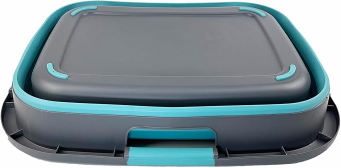 SAMMART 30L (7.9 gallon) Collapsible Plastic Laundry Basket - Foldable Pop Up Storage Container/Organizer - Portable Washing Tub - Space Saving Hamper/Basket (2, Grey/Crystal Blue) - Image 4