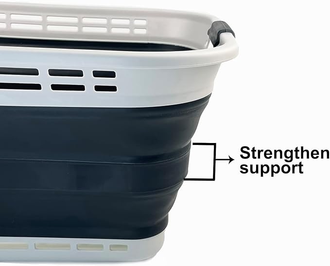 SAMMART 42L (11 Galloons) Collapsible Plastic Laundry Basket - Foldable Pop Up Storage Container/Organizer - Portable Washing Tub - Space Saving Hamper/Basket (Grey/Slate Grey) [BPA Free] - Image 5