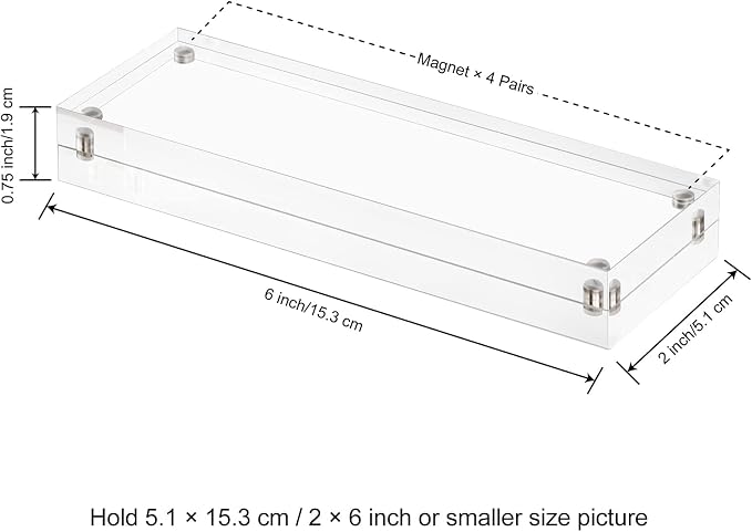 Boxalls 2x6 Inches Acrylic Picture Frames - 5 Pack, Clear Frameless 2x6 Photo Frames with Magnetic, Double Sided Transparent Desktop Frame (5 Pack) - Image 3