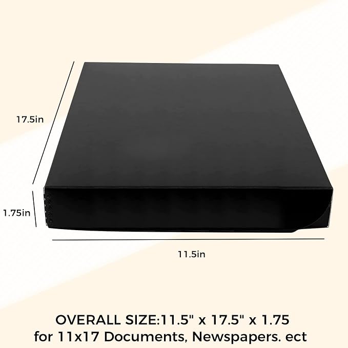 Golden State Art, Clamshell Archival Folio Storage Box 11x17 Inch, Black | Acid-Free Photo Box with Metal Edge Corner, Preserve And Store Paper Documents Cards Prints Arts and Crafts DIY Projects - Image 2
