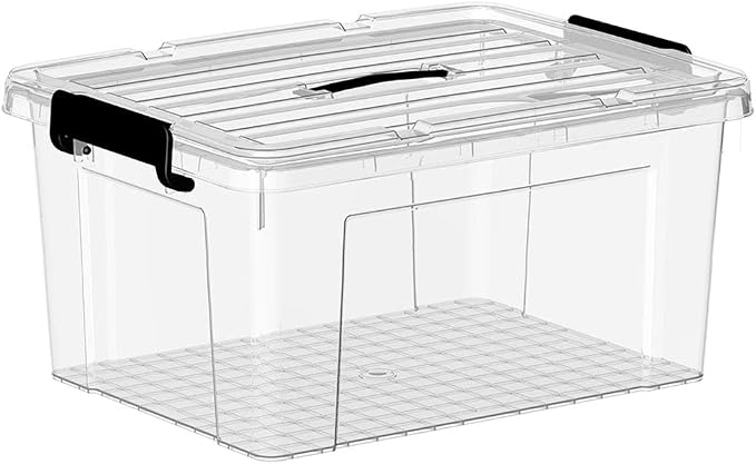 Cetomo Lidded Storage Bin with Handle, Storage Bins with Lid, Organizing Container with Secure Latching Buckles, Stackable and Nestable, Plastic, 95 Quart-4 Pack, Clear - Image 4