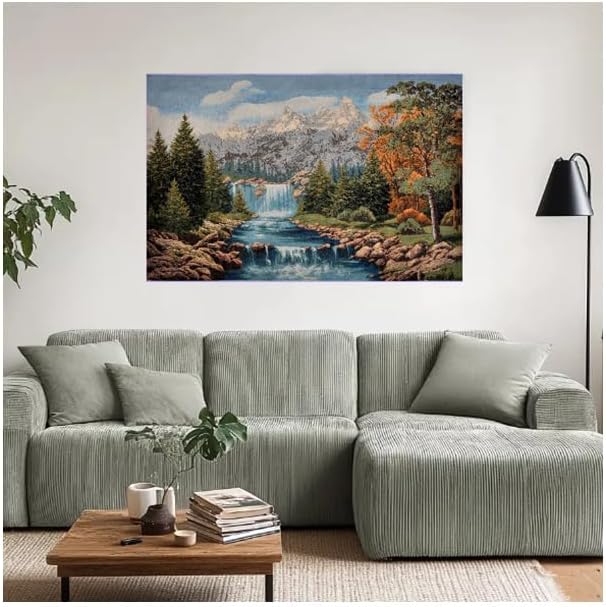 AureoMadis Vintage Mountain Waterfall Woven Wall Tapestry, 41.5x28 Alpine Nature Scene Jacquard Wall Hanging, Forest & River Fine Art Fabric with TC Lining & Dual Rod Pockets, Rustic Home Decor by Unknown