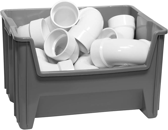 Akro-Mils 13017 Stak-N-Store Stackable Storage Bins, Heavy Duty Garage Storage Containers, Open Front Plastic Organizer for Tools, Shelves, Closet Organizer, 15" x 20" x 12-1/2", Clear, 3-Pack - Image 7