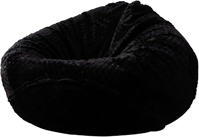 Soft Bean Bag Chair Cover No Filler Sofa Cover Storage Washable Bean Bag Cover Organizing Children Plush Toys for Living Room Bedroom (Black, 4 feet-43.3"*43.3"*27.6") by Huamengoo