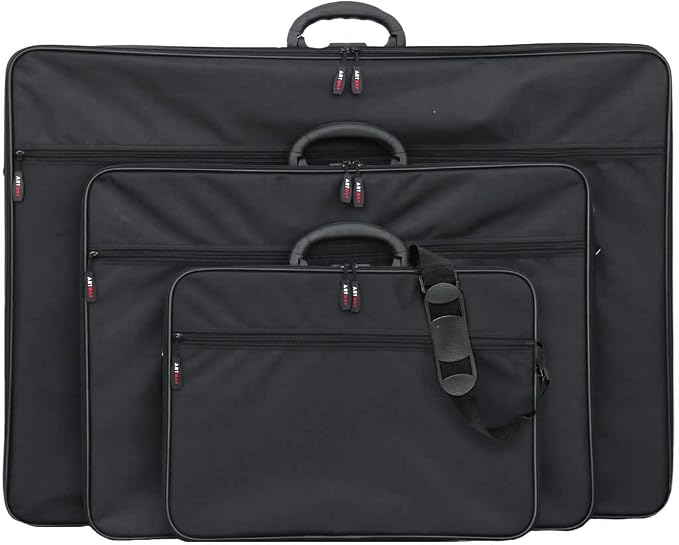 Artway A3 Art Portfolio Case - Art Storage Folder with Carry Handle/Shoulder Strap, Internal/External Pockets and Internal Securing Strap (No Rings) - Black - Image 3