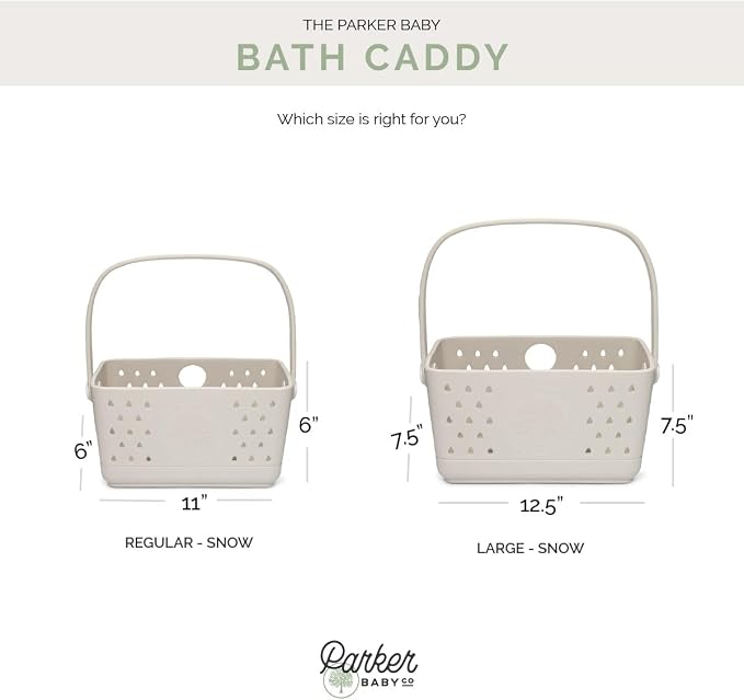 Parker Baby Co. Quick-Dry Bath Caddy Organizer with Handle - Snow, Regular | BPA-free, food-grade shower caddy & bath organizer that stores toys and bath supplies in a sturdy, easy-carry handle design - Image 8