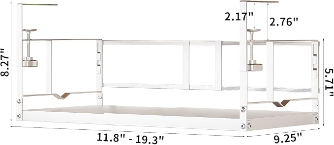 prueBox Under Shelf Storage Basket Organizer Adjustable Hanging Holder with Knob Lock, Heavy Duty Metal Panel for Pantry, Kitchen, Office, Closet, 11.8"-19.3" Wide, White, 1 Pack - Image 2