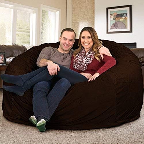 ULTIMATE SACK | 6 Ft Bean Bag Chair Replacement Cover Only | Brown Fur | Removable Washable Cover only - Image 8