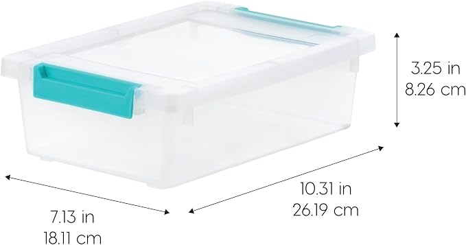 IRIS USA Storage Bins with Lids |Made in USA| 2 Qt - (6-Pack) - Clear | Sensory Craft Organizers, Plastic Clip Box Totes, Flat Containers for Organizing Paper, Office, Art & Study Supplies - Image 2