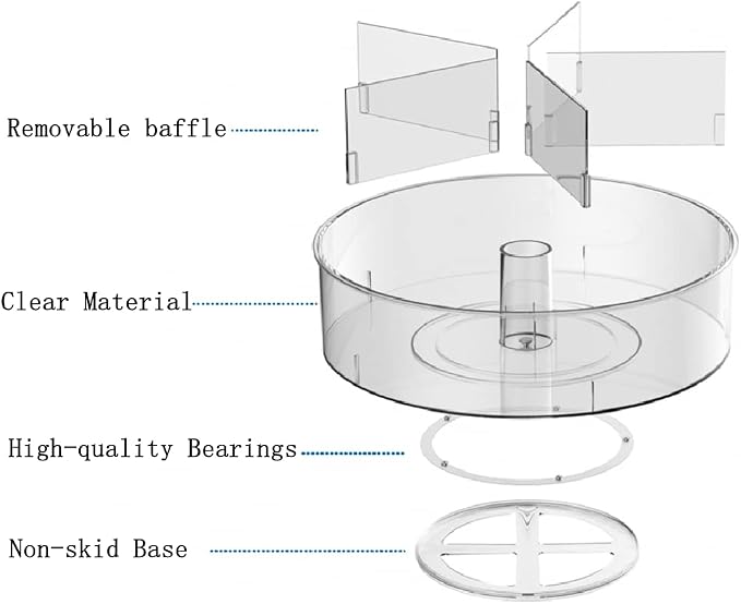 Slideep Lazy Susan Plastic Turntable Divided Spinner for Kitchen Cabinet, Pantry, Fridge, Cupboard, Counter Organizing Fully Rotating Organizer for Food, Spices, and Condiments, 11.5" Clear - 2 Pack - Image 5